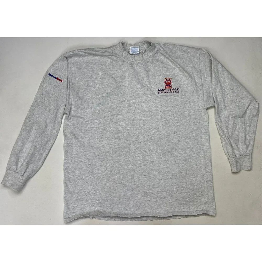 VINTAGE Train Jump On Board San Francisco 1998 T-shirt Men XL Long Sleeve 90s